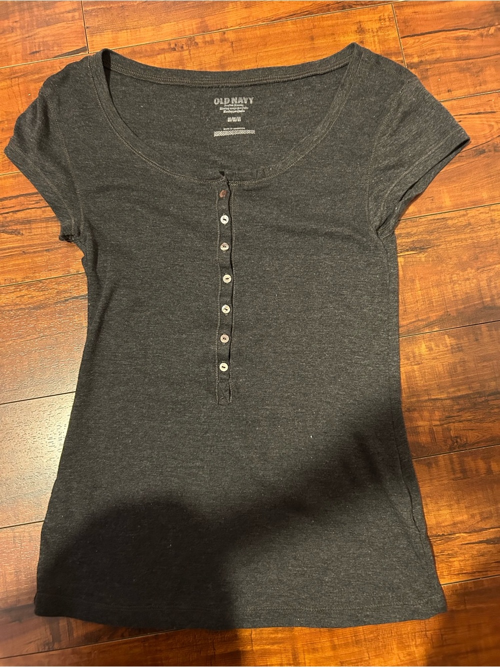 Old Navy Women's Short Sleeve Henley Tee - Charcoal Gray size M